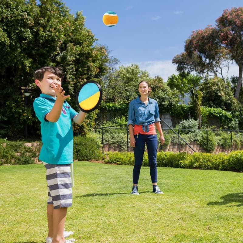 Klettballspiel für Kinder ab 3 Jahren – 4 Fangscheiben & Bälle mit Tasche