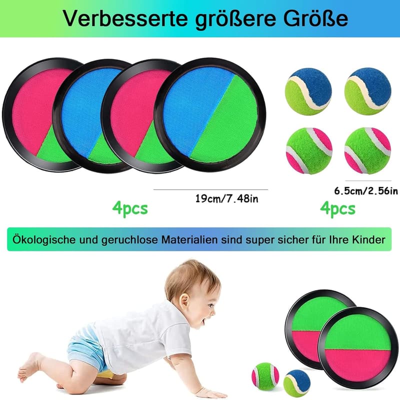 Klettballspiel Set für Kinder ab 3 Jahren – Wurf- und Fangspiel für draußen