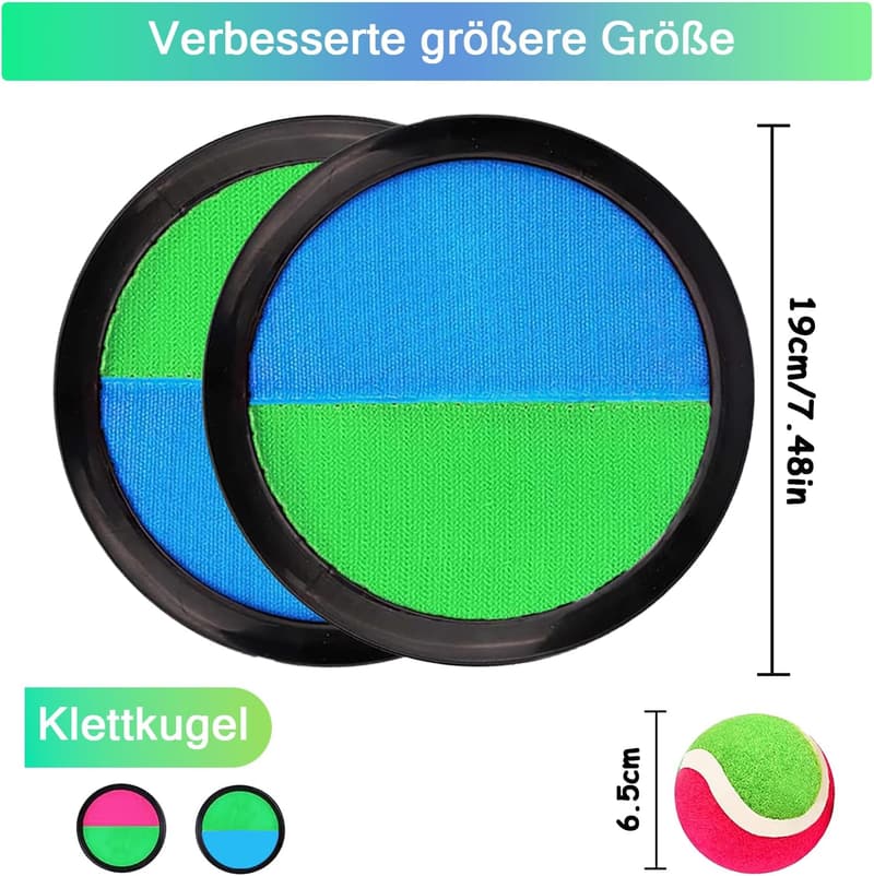 Klettballspiel für Kinder ab 3 Jahren – Set mit Fangscheiben und Bällen