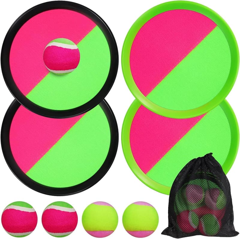 Klettballspiel für Kinder ab 3 Jahren – Outdoor Fangspiel mit 4 Bällen und 4 Fangscheiben
