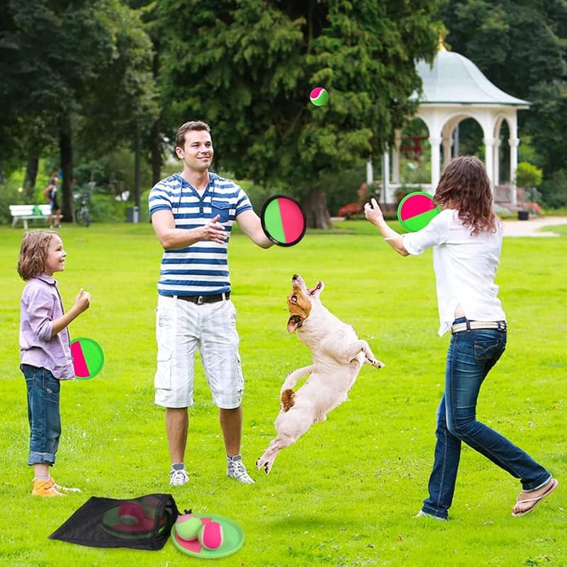 Klettballspiel für Kinder ab 3 Jahren – Outdoor Fangspiel mit 4 Bällen und 4 Fangscheiben
