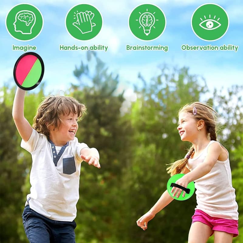 Klettballspiel für Kinder ab 3 Jahren – Outdoor Fangspiel mit 4 Bällen und 4 Fangscheiben