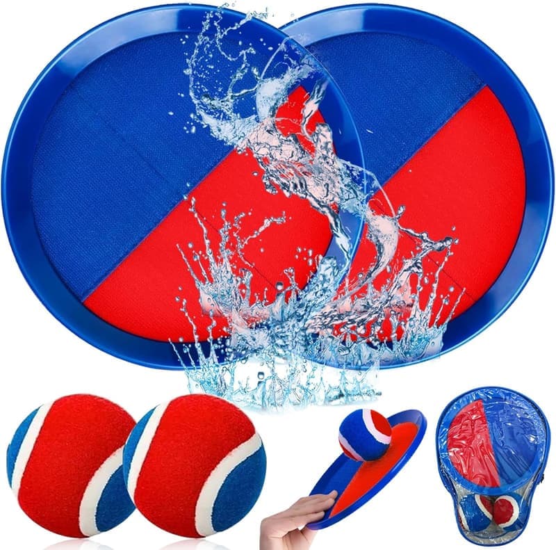 Wasserdichtes Klettballspiel für Kinder ab 3 Jahren – 2 Paddel, 2 Bälle, Tasche