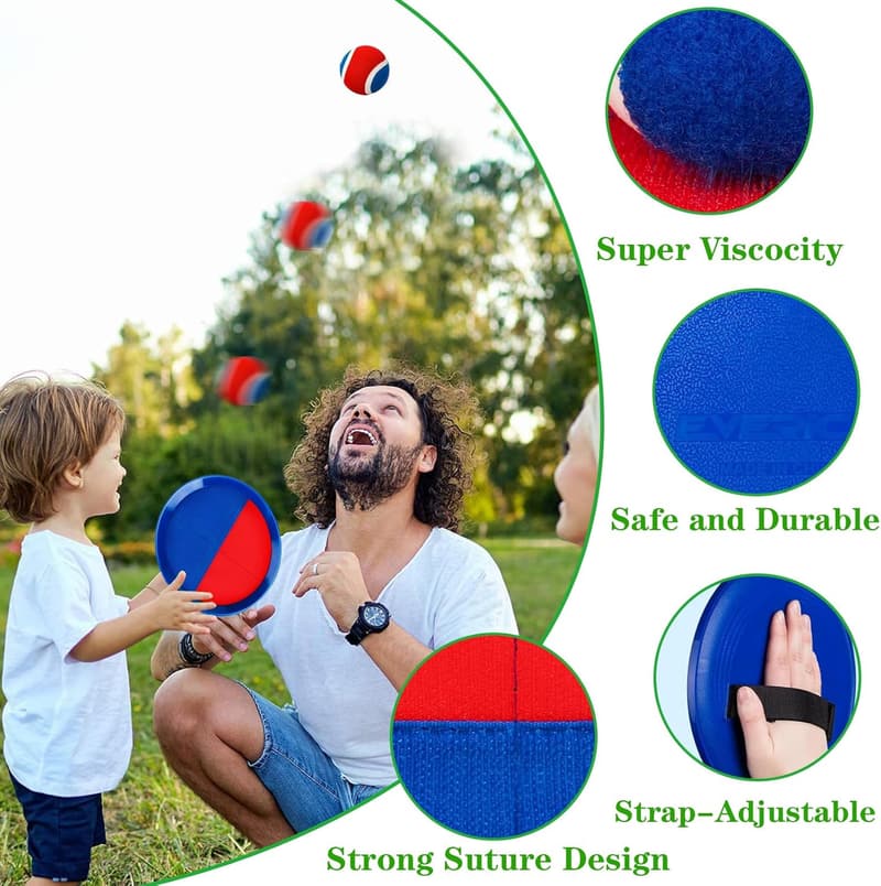 Wasserdichtes Klettballspiel für Kinder ab 3 Jahren – 2 Paddel, 2 Bälle, Tasche