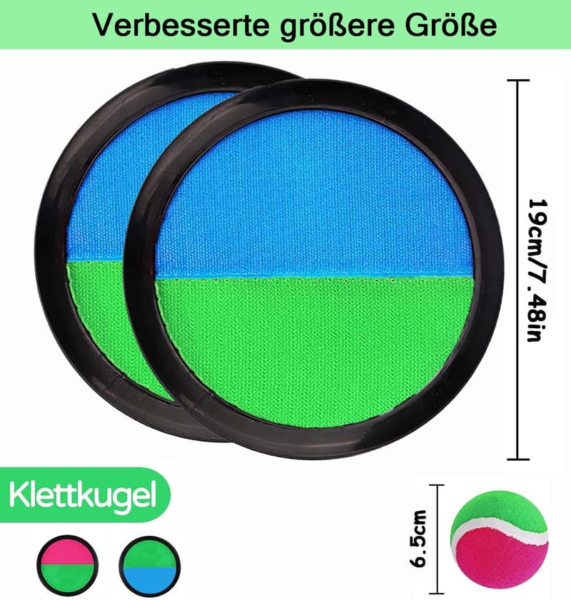 Klettballspiel Set mit 2 Fangscheiben und 2 Bällen für Kinder ab 3 Jahren