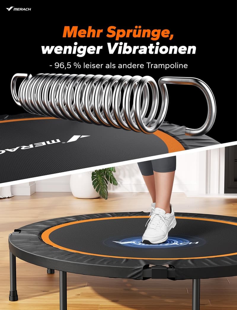 Faltbares Mini-Trampolin für Erwachsene – 40/44 Zoll, 150 kg Belastung
