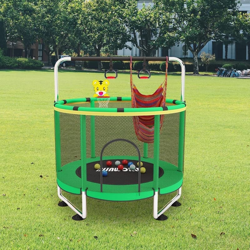 Verstellbares Kleinkind-Trampolin mit Basketballkorb, 200 kg, drinnen und draußen