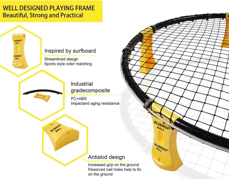 Mookis Roundnet Spielset für Outdoor-Teamspiele mit 3 Bällen und Zubehör