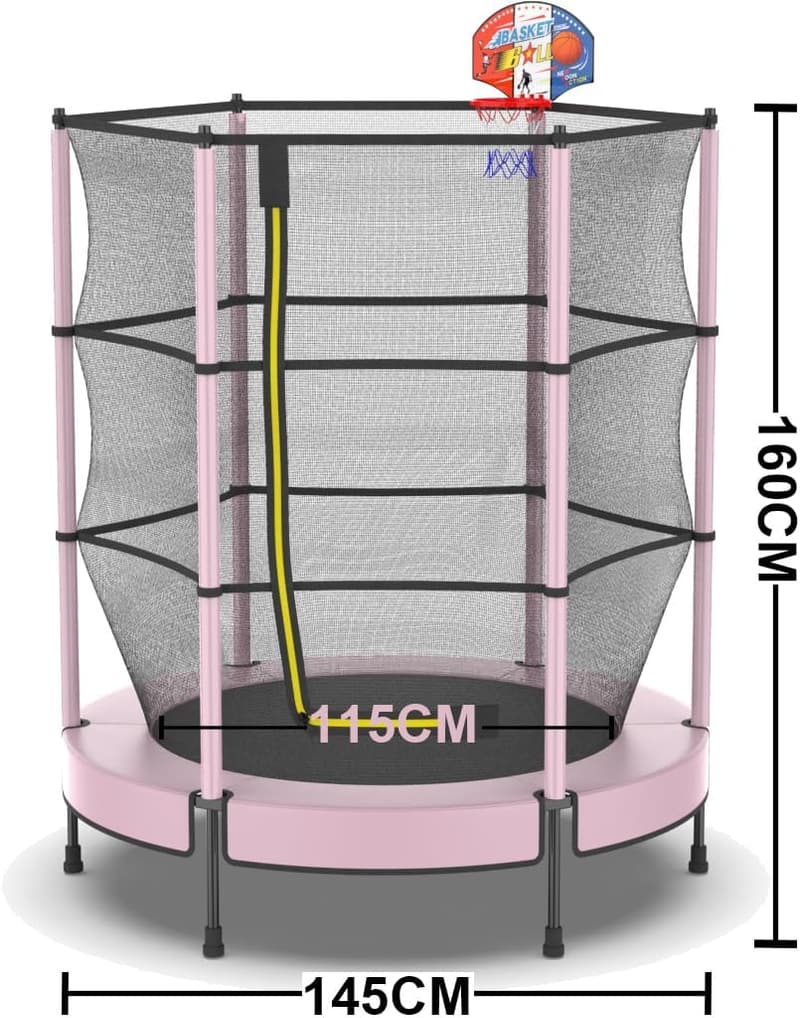 Kindertrampolin 145 cm mit Sicherheitsnetz und Federpolster für Innen/Außen