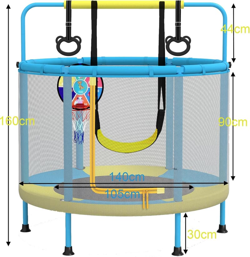 Multifunktionales Kindertrampolin 4 in 1 mit Schaukeln und Basketballkorb
