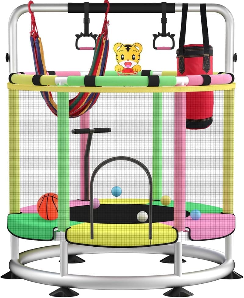 Blinworld Mini-Trampolin für Kinder 140 cm mit Sicherheitsnetz, 200 kg