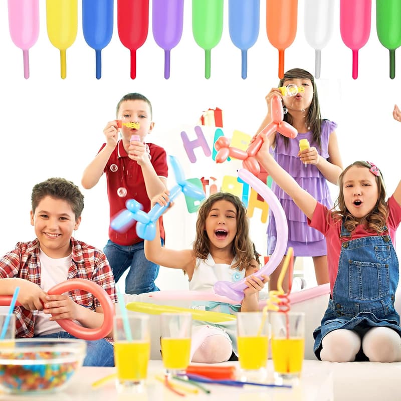 Modellierballons 100 Stück – Lange, formbare Luftballons für Partydekoration