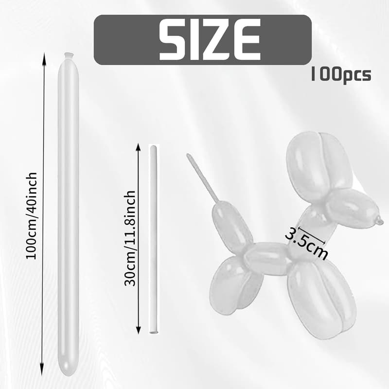 Weißes Modellierballon-Set (100 Stück) für Partys und Dekoration