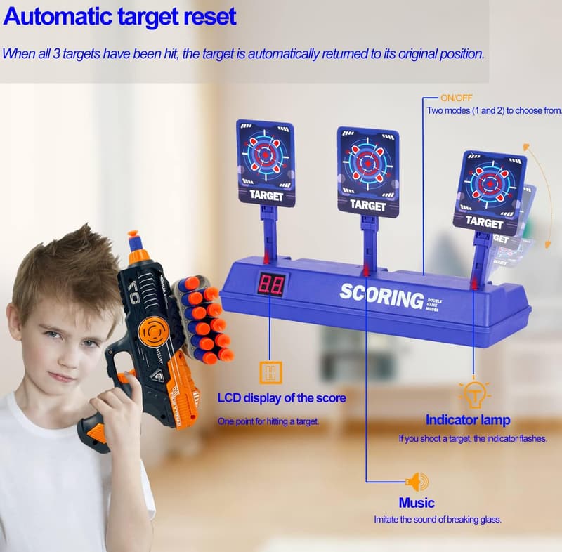 Zielscheibe mit Spielzeugpistole und 60 Darts für Jungen ab 6 Jahren