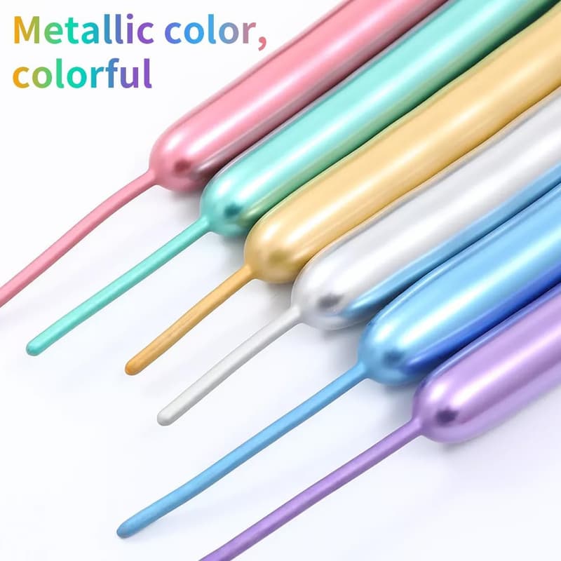 100 Stück 260Q Metallic Modellierballons für Geburtstagsdeko
