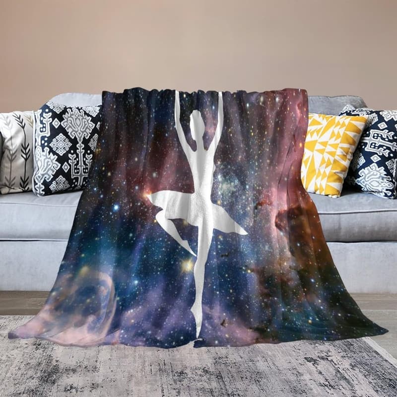 Ballettdecke für Mädchen mit Sternennacht-Silhouette, flauschig, 127 x