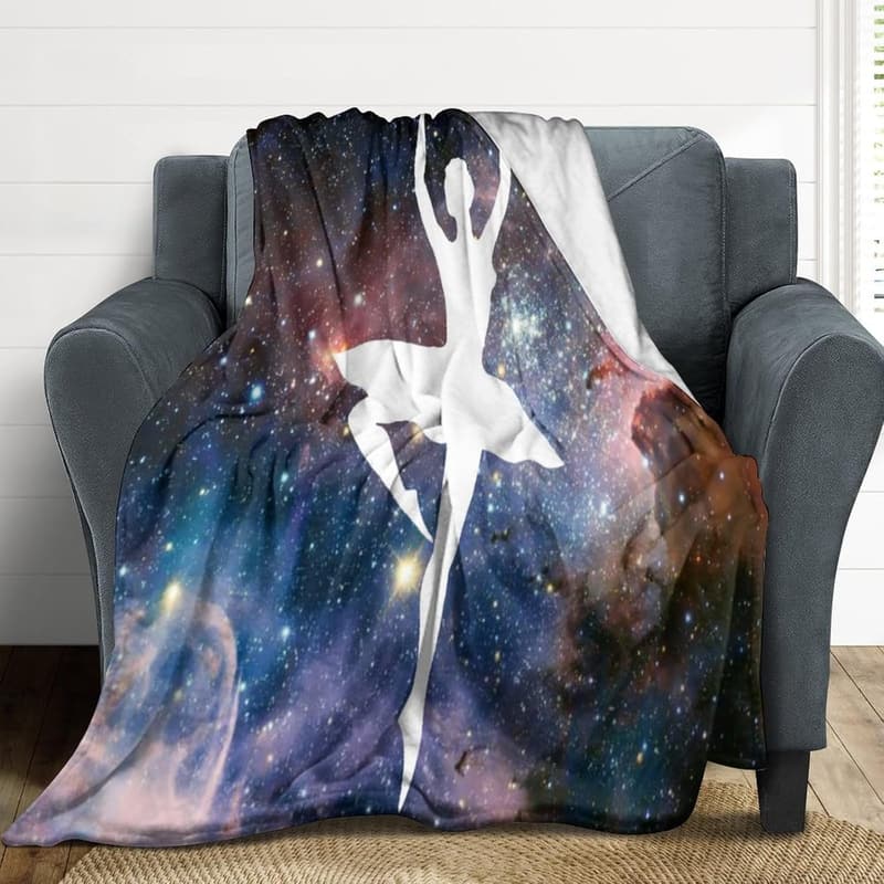 Ballettdecke für Mädchen mit Sternennacht-Silhouette, flauschig, 127 x