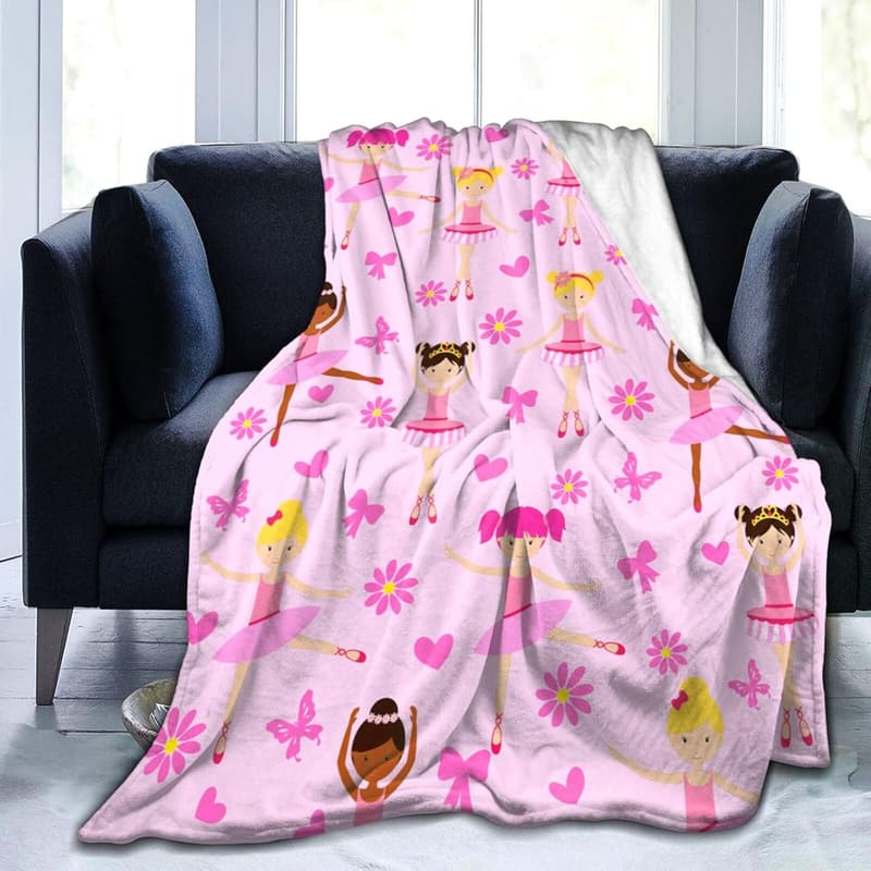 Superweiche Flanell-Ballerina-Decke für Mädchen, 152,4 x 127 cm