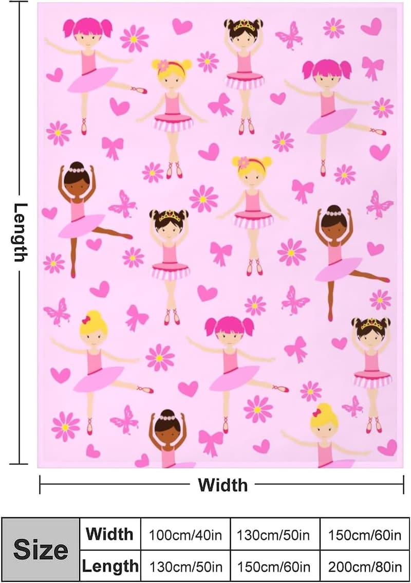 Superweiche Flanell-Ballerina-Decke für Mädchen, 152,4 x 127 cm