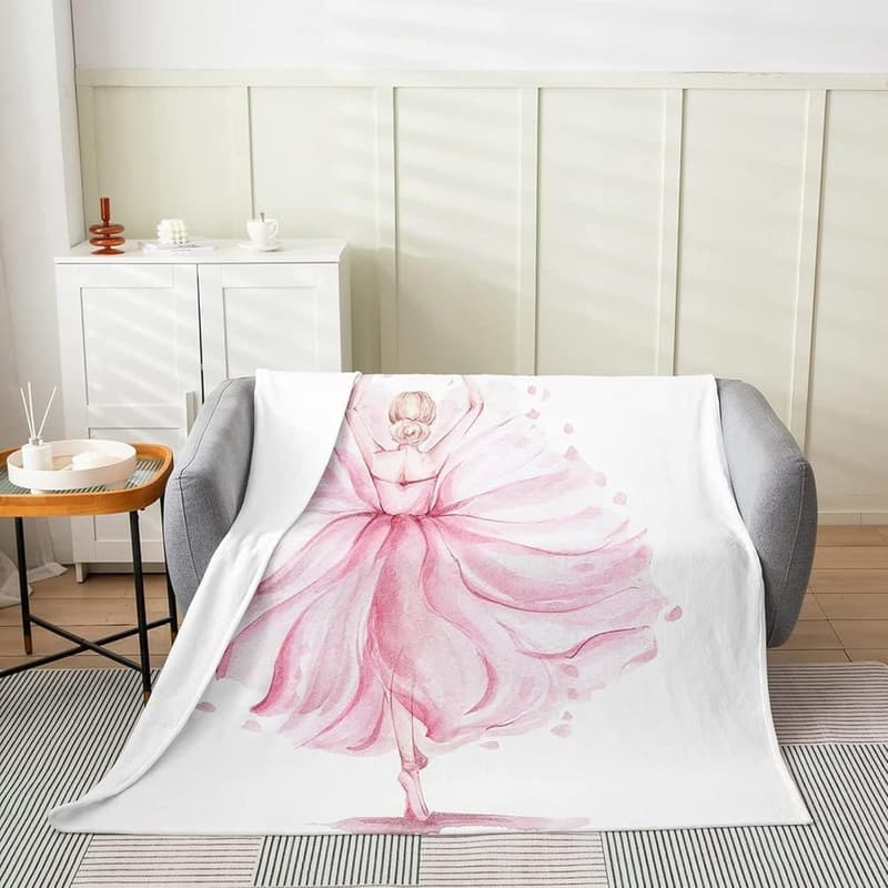Kuscheldecke Ballerina für Kinder, 80 x 150 cm, flauschig und warm