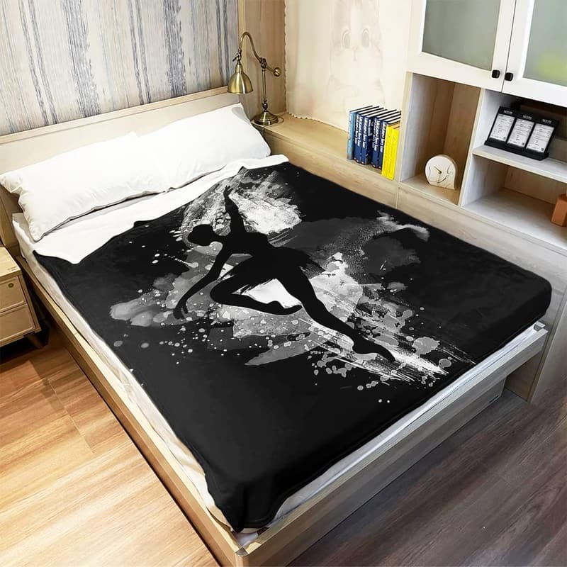 Kuschelige Flanell-Decke Schwarz-Weiß Ballerina-Silhouette 125x150 cm
