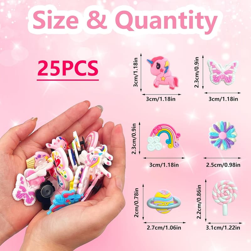 25 Stück Cartoon-Deko-Anstecker für Crocs aus PVC für Kinder