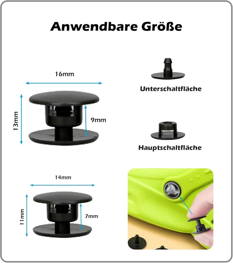 Ersatzknöpfe für Crocs – 24 Paar schwarze Nieten und Pins