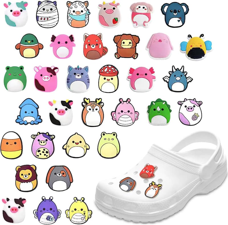 33 Stück Squishmallow Schuh-Charms – Niedliche Tiermotive für Kinder