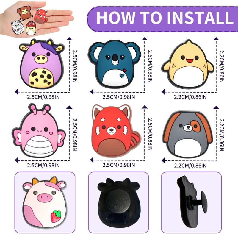 33 Stück Squishmallow Schuh-Charms – Niedliche Tiermotive für Kinder