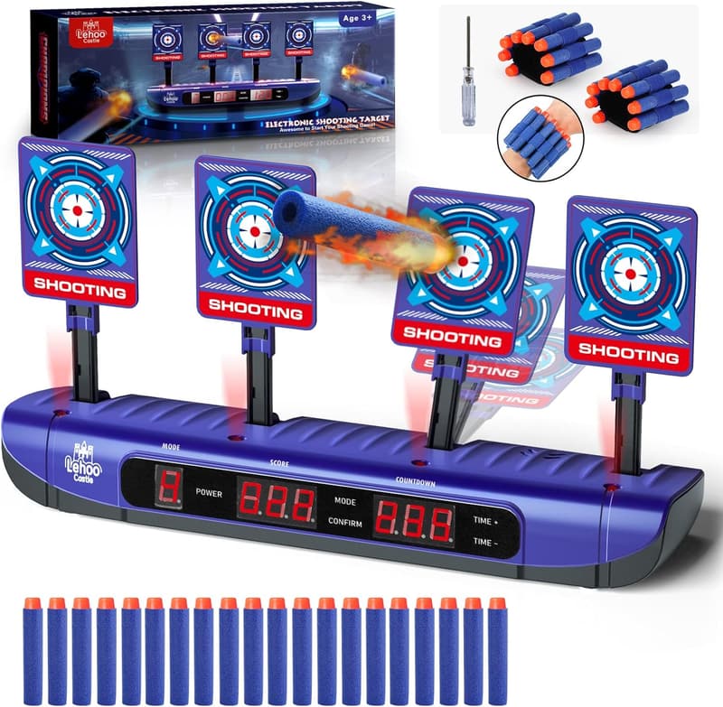 Lehoo Castle Elektrische Zielscheibe für Nerf, 4 Spielmodi, Geschenk für Jungen 6-10 Jahre