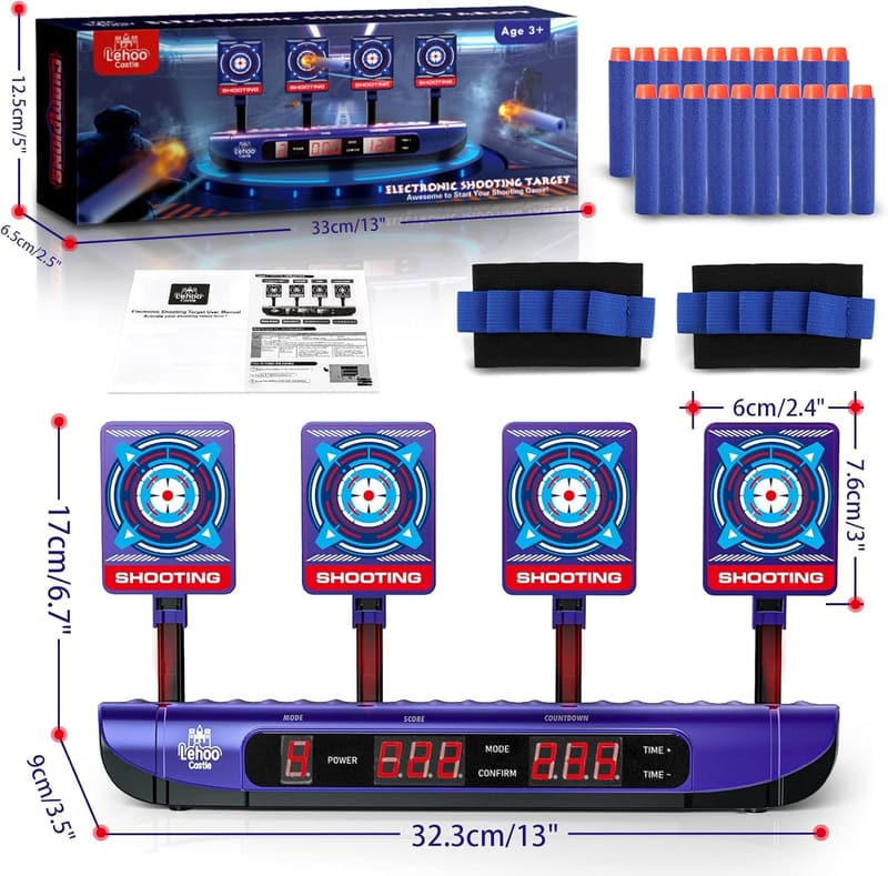 Lehoo Castle Elektrische Zielscheibe für Nerf, 4 Spielmodi, Geschenk für Jungen 6-10 Jahre