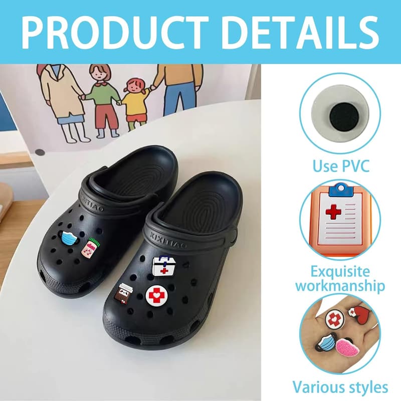 60er Set Schuhanstecker für Crocs – Krankenschwester Charms zur Dekoration