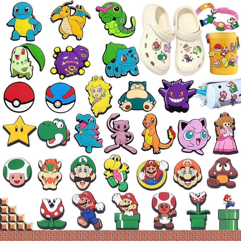 Niedliche Schuhcharms für Kinder – 30er Set Cartoon-Anstecker bunt