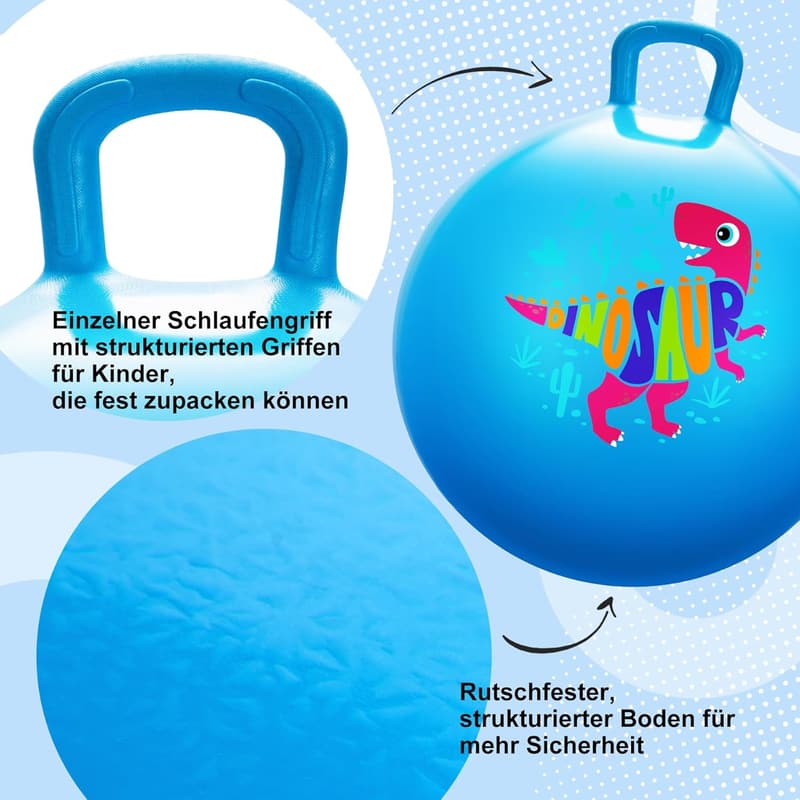 Planet Hüpfball 45 cm für Kinder (3-8 Jahre) mit Pumpe – Blau