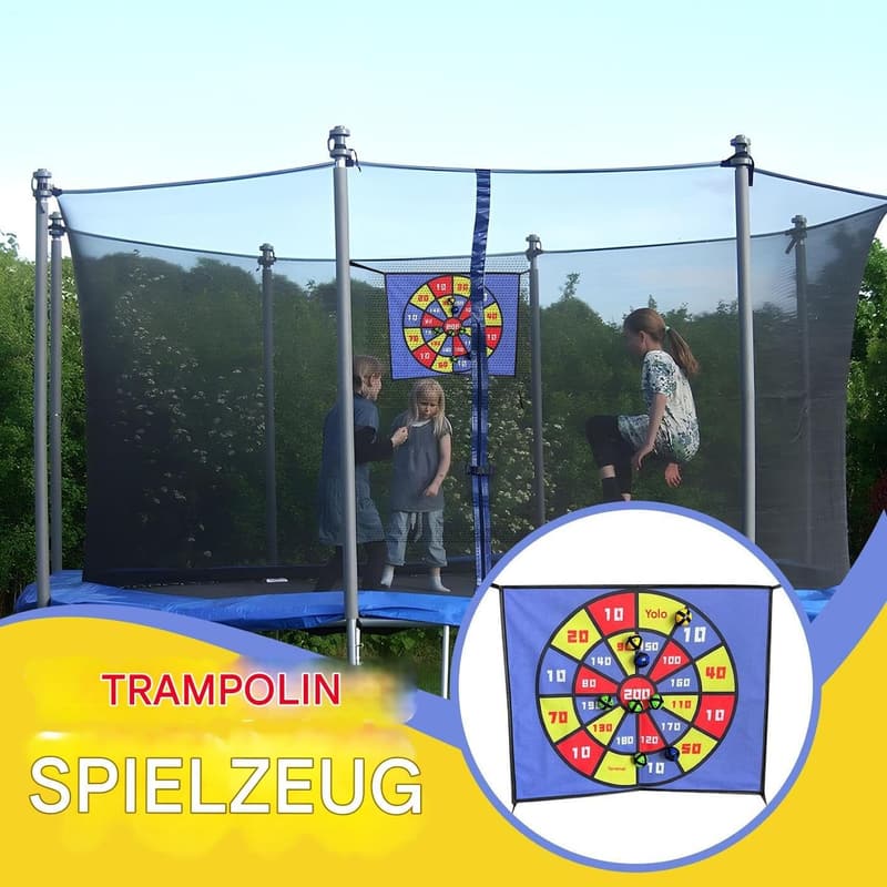 Outdoor Trampolinspiel für Kinder - Interaktives Wurfspiel mit 10 Bällen
