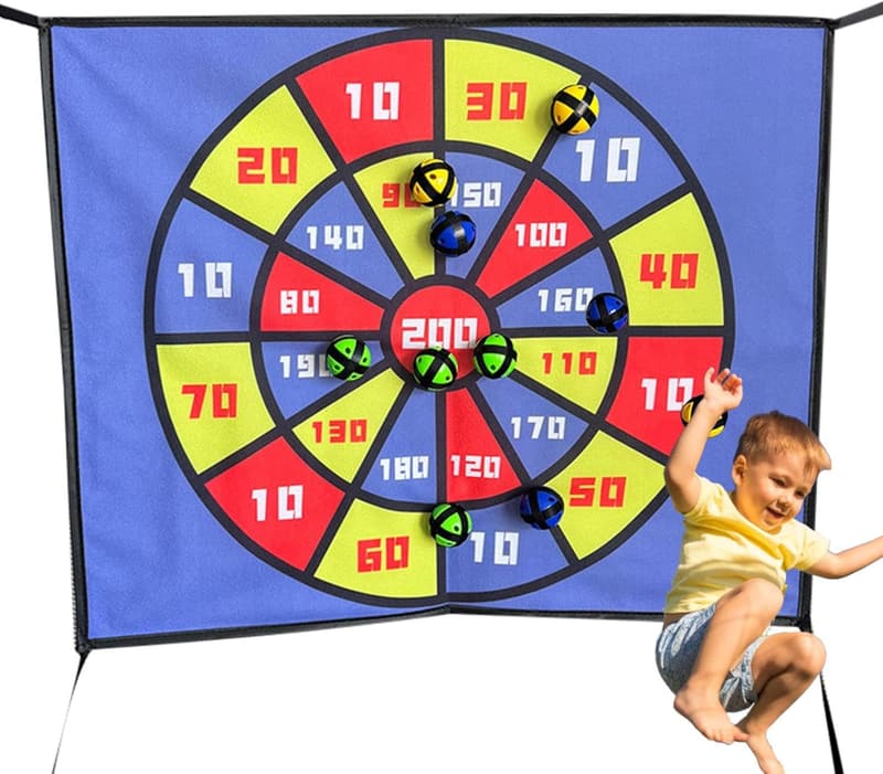 Dartspiel für Kinder - Trampolin Dartscheibe mit 10 Bällen