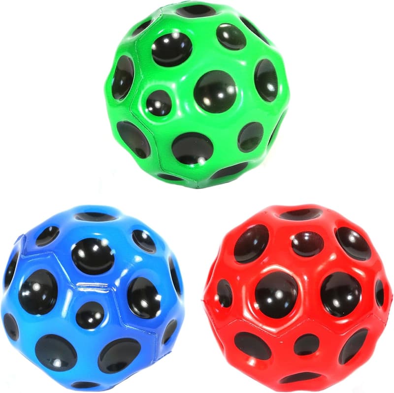 3er Set Mondbälle, 7 cm – Hüpfball und Wasserball für Strandspiele