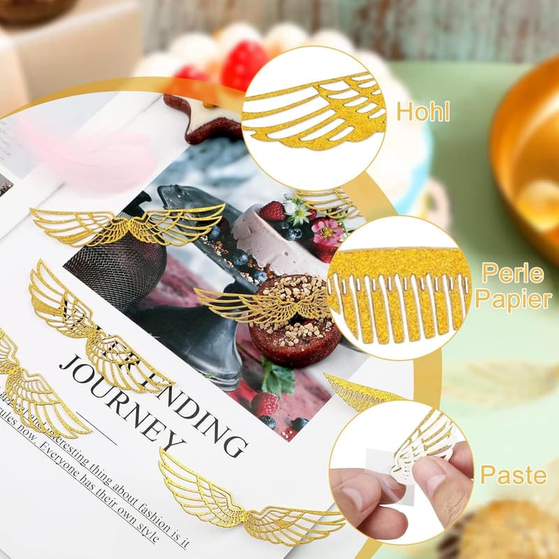 Harry Potter Geburtstag Deko - 50 goldene Glitter Flügel Cupcake Dekoration