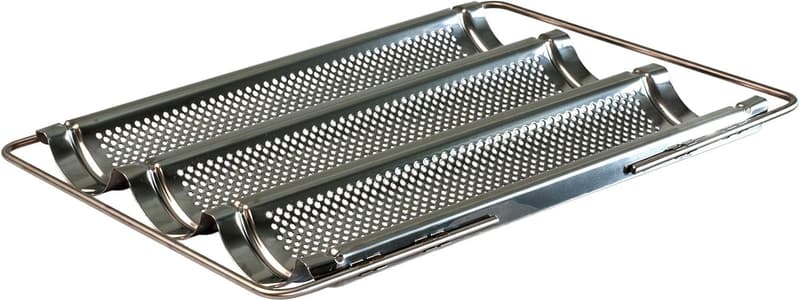 Edelstahl Baguette-Backblech mit ausziehbaren Bügeln - 33 x 43 x 4 cm