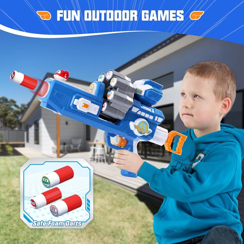 Super Wings Schaumstoff-Blaster mit 10 Kugeln für Kinder 4-10 Jahre