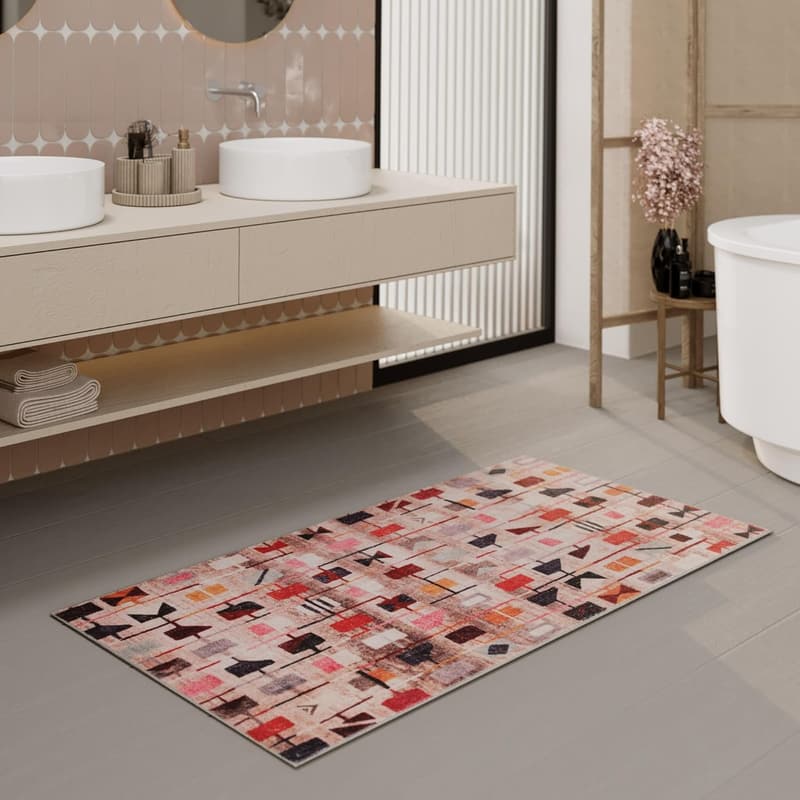 Waschbarer rutschfester Badteppich im orientalischen Design (70 x 120 cm)