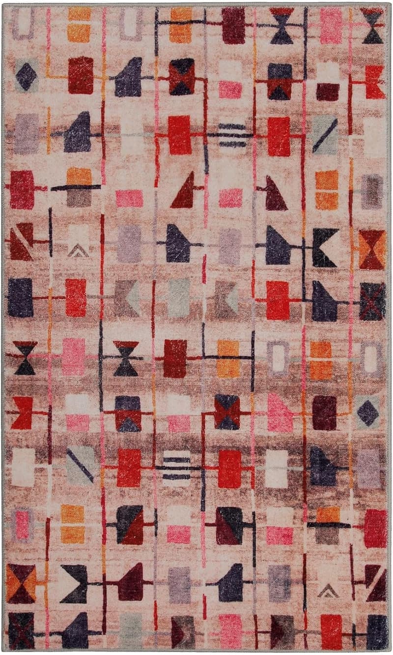 Waschbarer rutschfester Badteppich im orientalischen Design (70 x 120 cm)