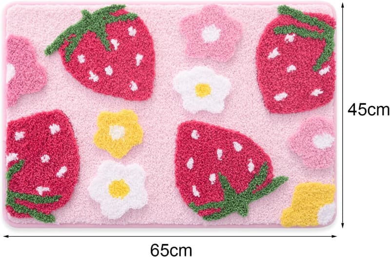 Rutschfester rosa Badezimmerteppich aus Mikrofaser, 45 x 65 cm