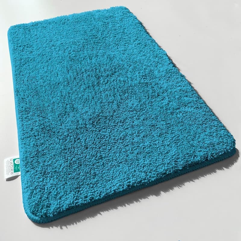 Türkise, rutschfeste Badematte 50x80 cm – weicher Shaggy Teppich