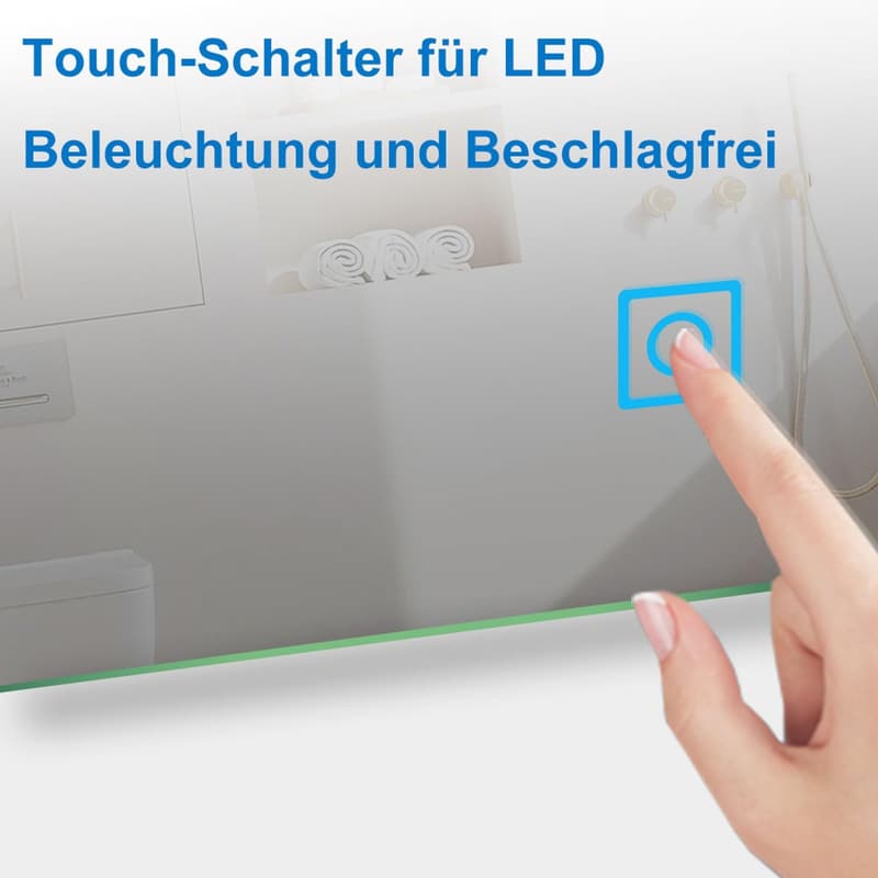 LED Badezimmerspiegel 120x70cm mit Bluetooth, dimmbar und beschlagfrei