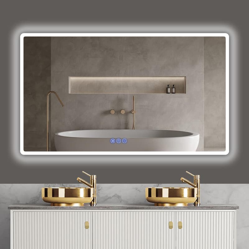 Beleuchteter Badspiegel 120x70cm mit Touch-Schalter und Speicherfunktion