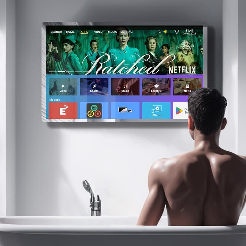 High-End 32-Zoll Smart Badezimmerspiegel mit 4K Ultra HD und Sprachfernbedienung
