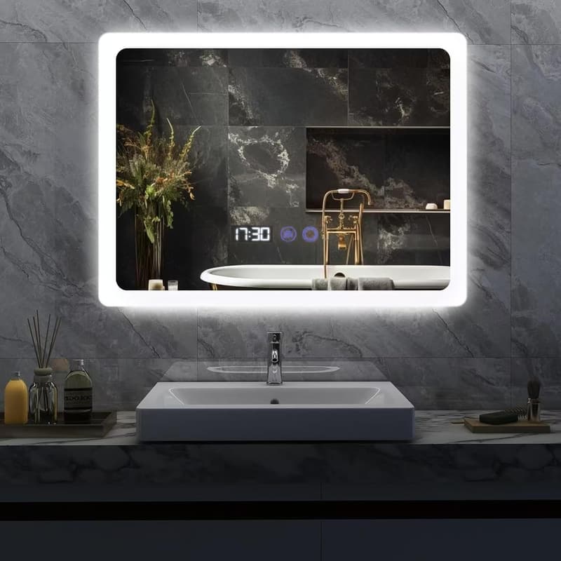LED Badezimmer-Wandspiegel 80x60cm mit Touch-Schalter und Anti-Beschlag
