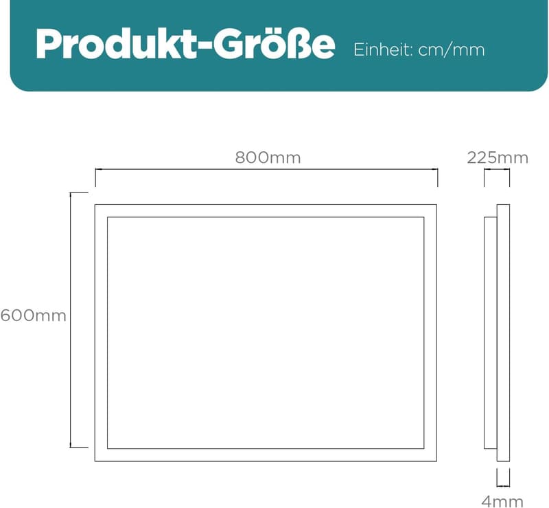 LED Badezimmer-Wandspiegel 80x60cm mit Touch-Schalter und Anti-Beschlag