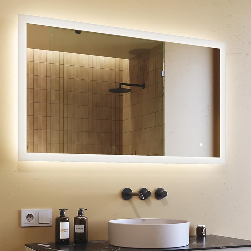 LED Badspiegel 120x70cm mit Touchschalter und einstellbarem Licht